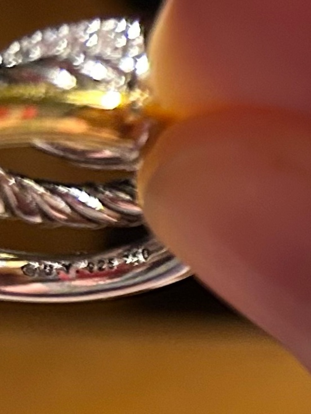 David Yurman Pave and 925/750 Three Cable  Hoop Earrings - Picture 8 of 8